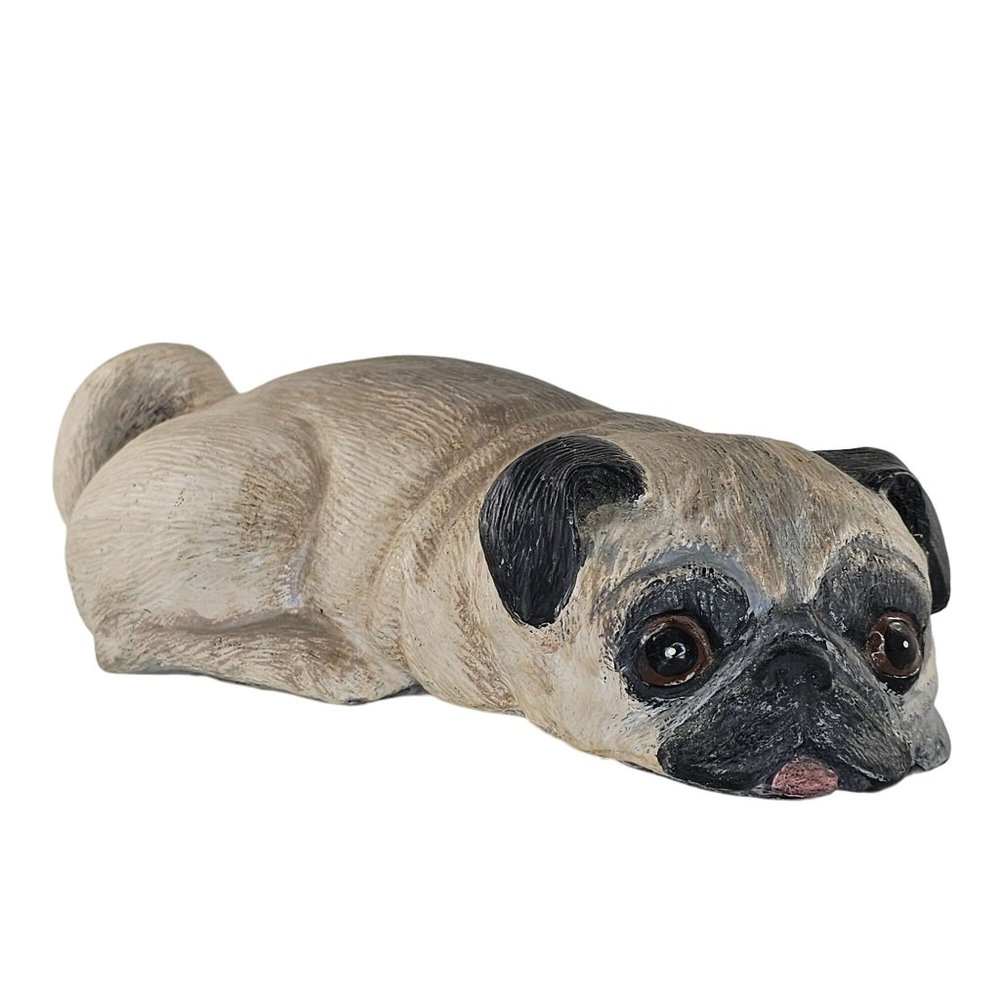Vintage Ceramic Pug Tongue Out Figurine Garden Decor